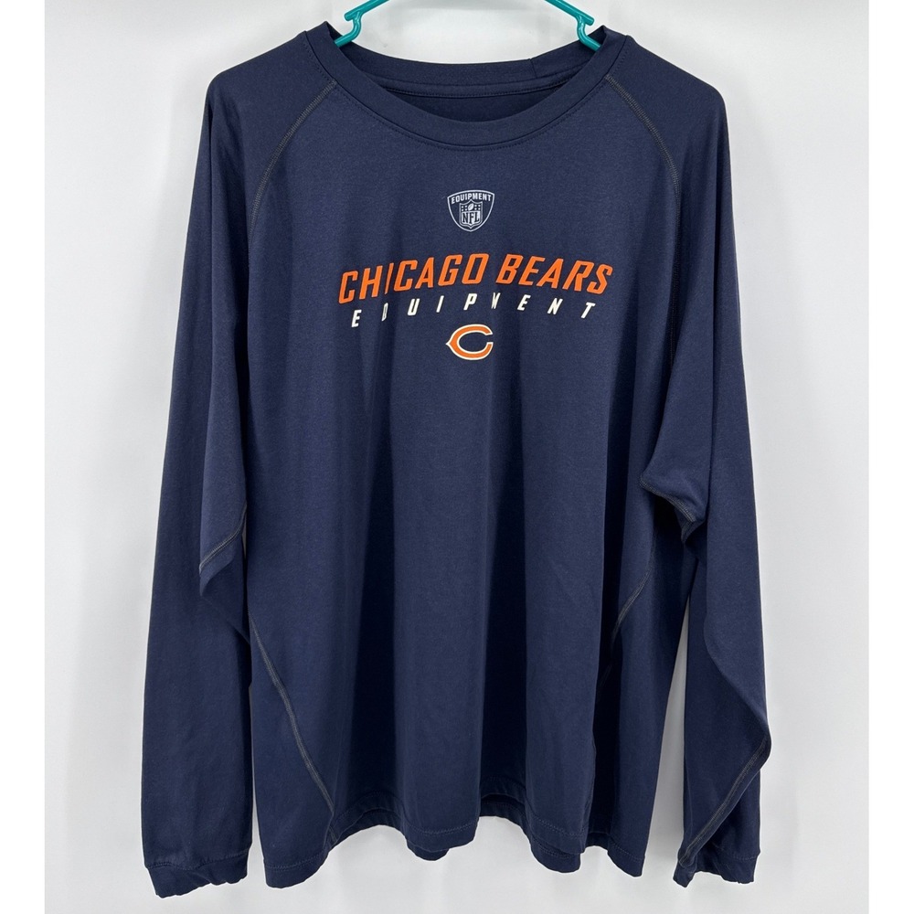 NFL Equipment Chicago Bears Long Sleeve Performance Shirt Mens Navy Blue Graphic